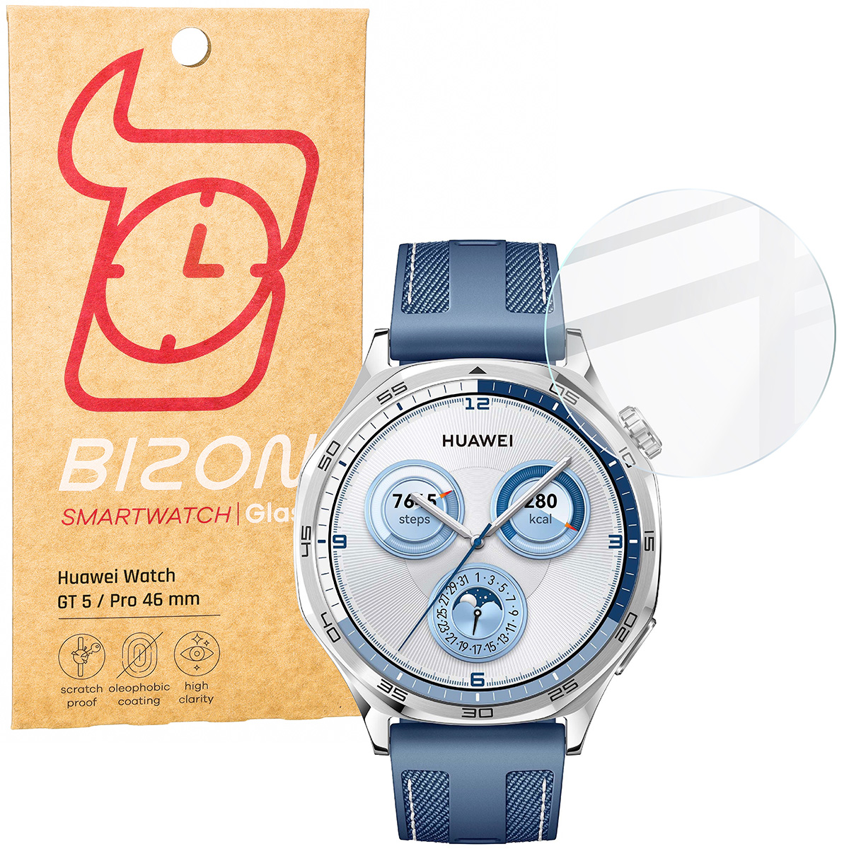 Szkło hartowane Bizon Glass Watch Clear do Huawei Watch GT 5 / GT 5 Pro 46 mm